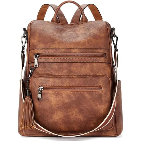 Women's Vegan Leather Backpack Purse – Large Travel Backpack - Picture 1 of 7